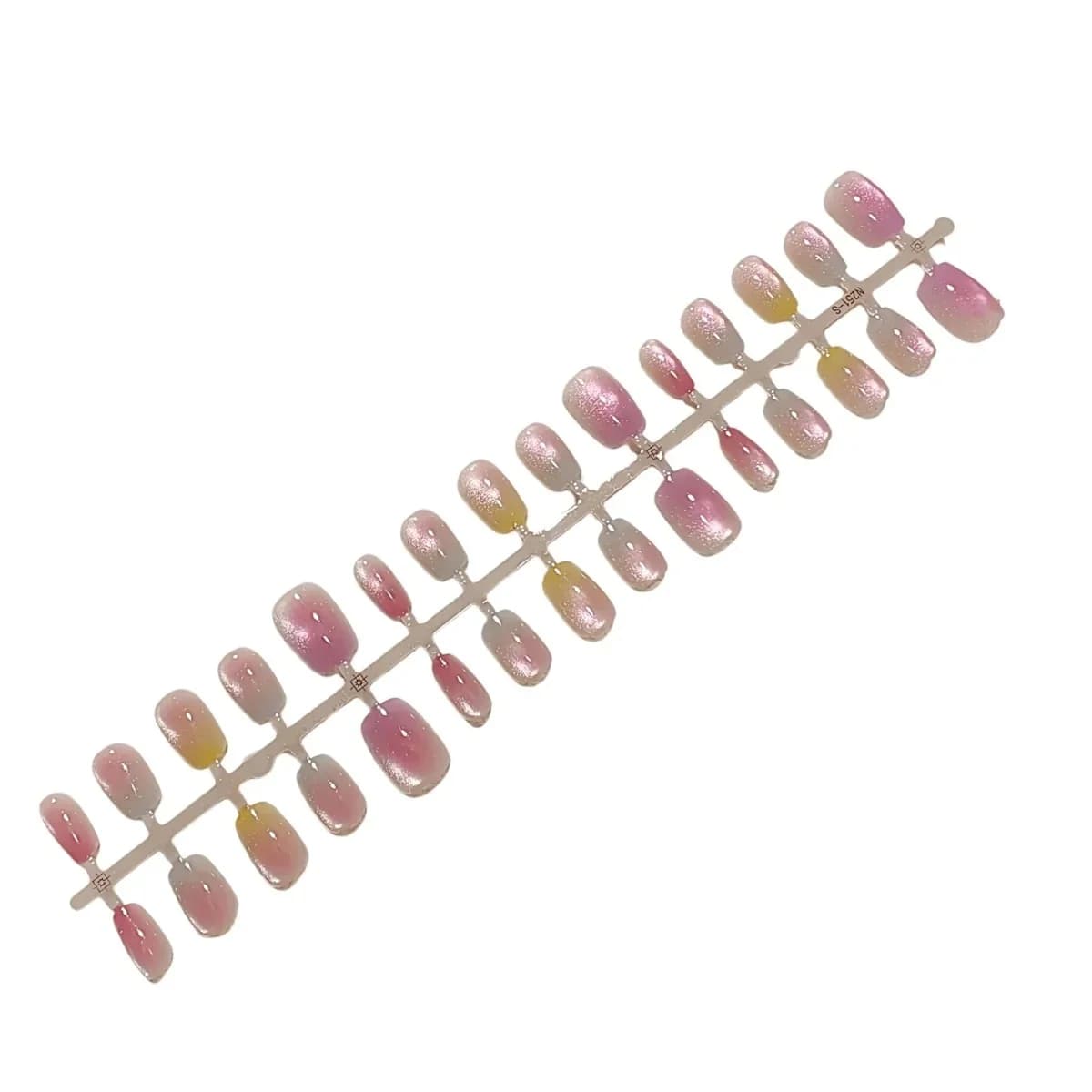 Press-on Nails Fruit Gradient Cat Eye met Glasparel Glans