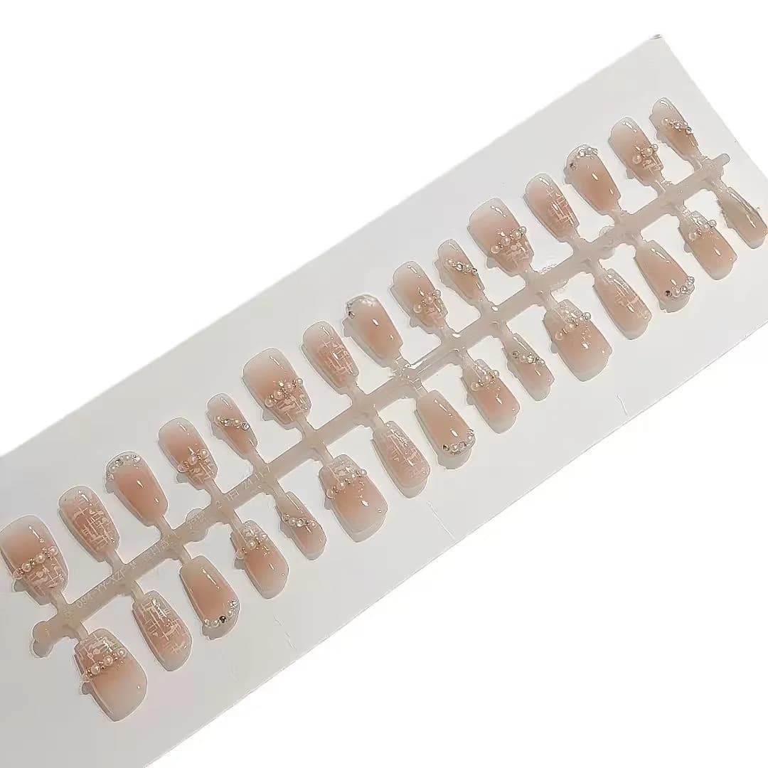 Press-On Nails Kort Vierkant Zoete Stijl 30 Stuks Manicure Set