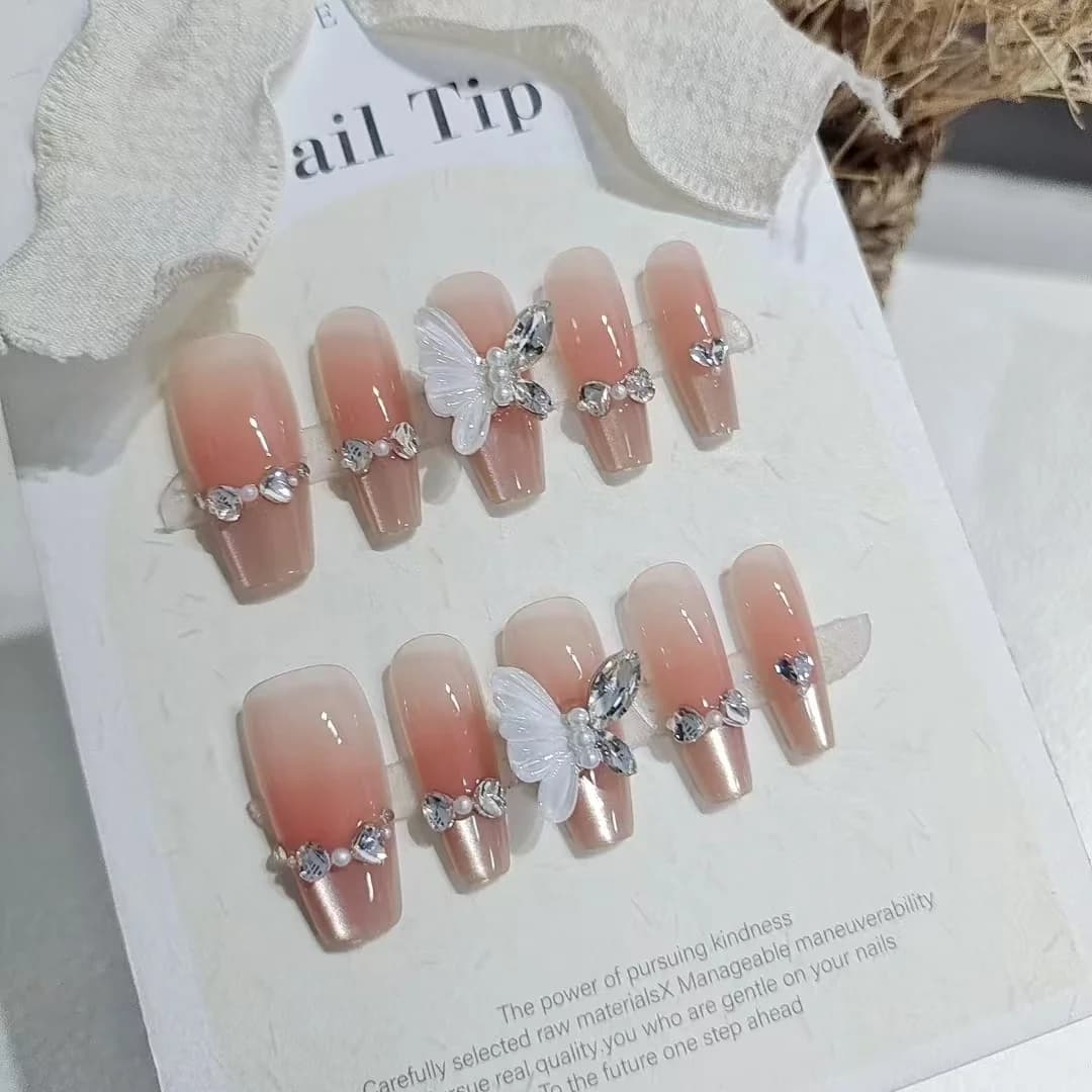 Engelvleugel Katenoog Press-on Nails Vlinderdesign 30 Stuks