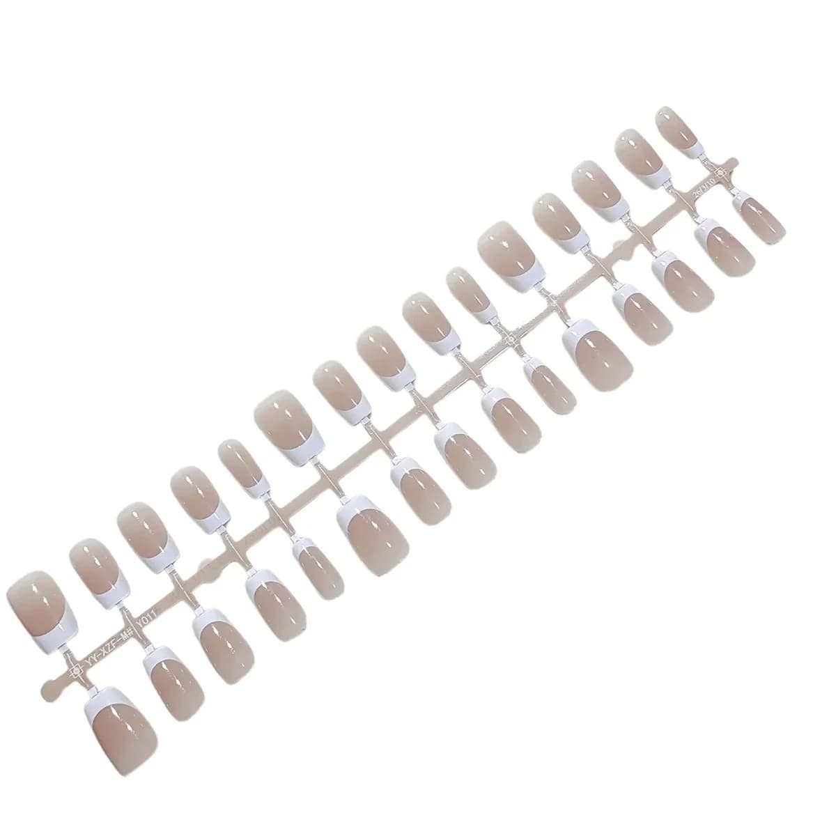 Korte Franse Tip Press-On Nails Natuurlijke Nude Look Dagelijks Gebruik