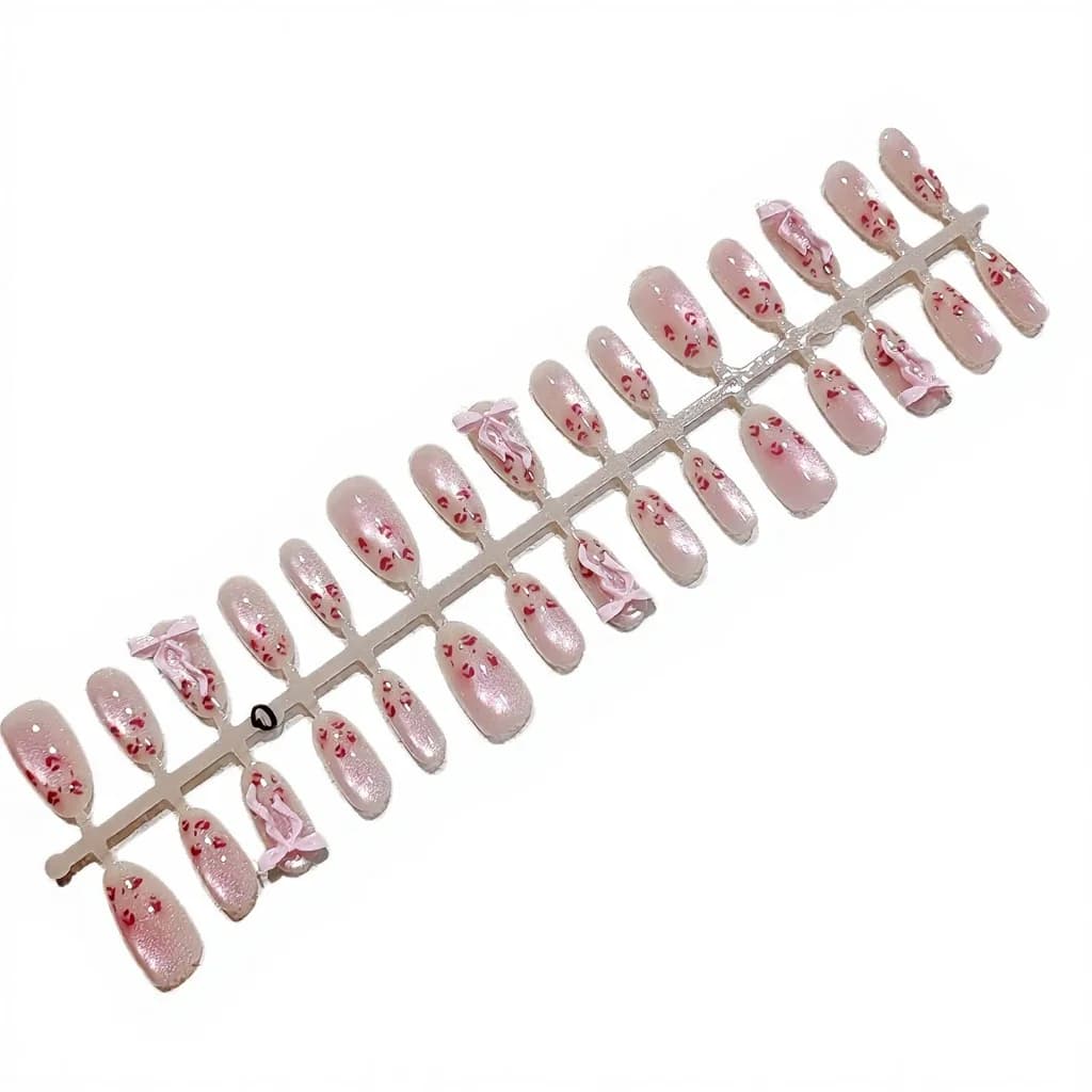 Roze Luipaard Cat Eye Press-On Nails Medium Ovaal