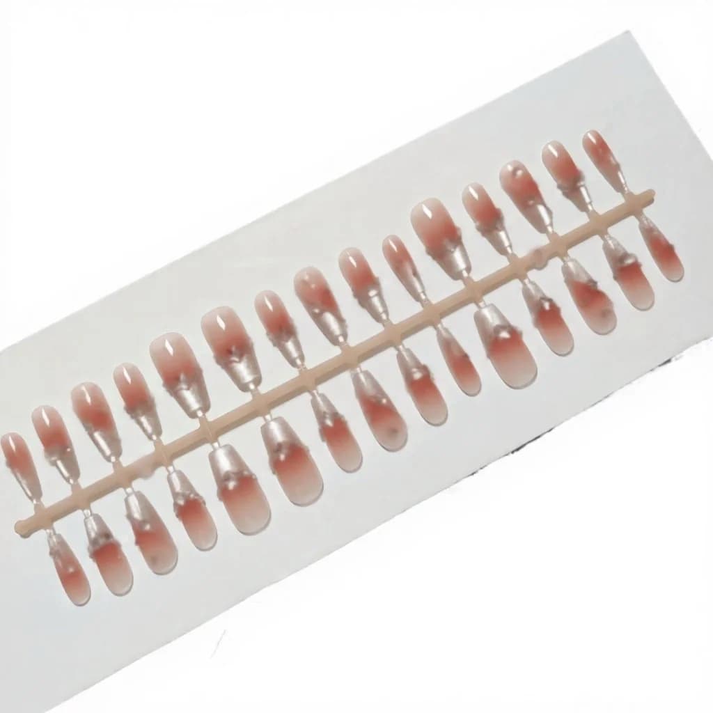 Press-On Nails met Hartjespatroon en Glitter Finish
