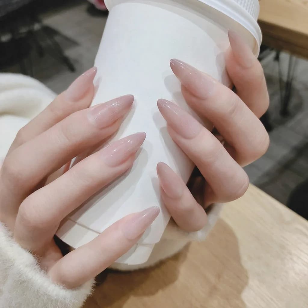 Lange press-on nails met kleurverloop en sterrenpatroon
