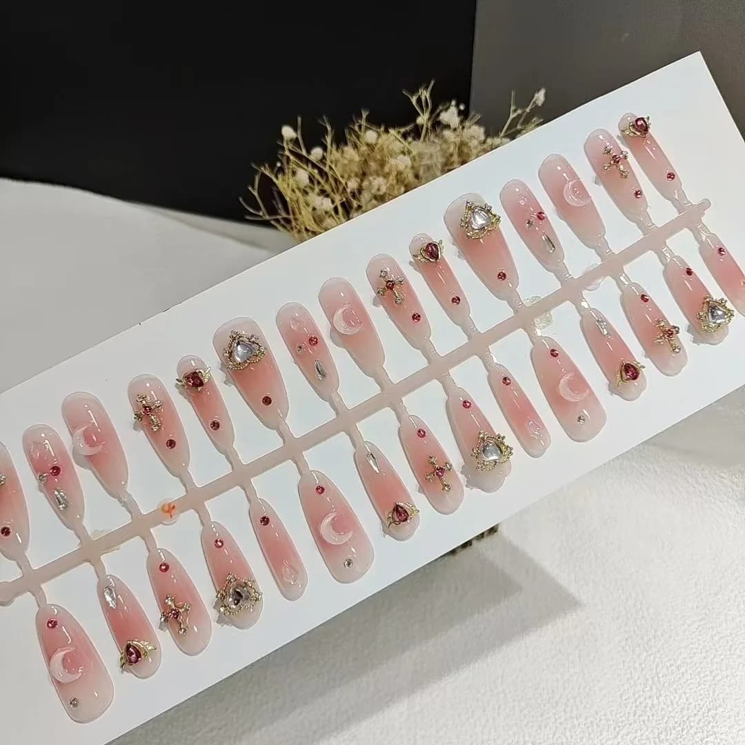 Press-On Nails met Strass Lange Stiletto Vorm 30 Stuks