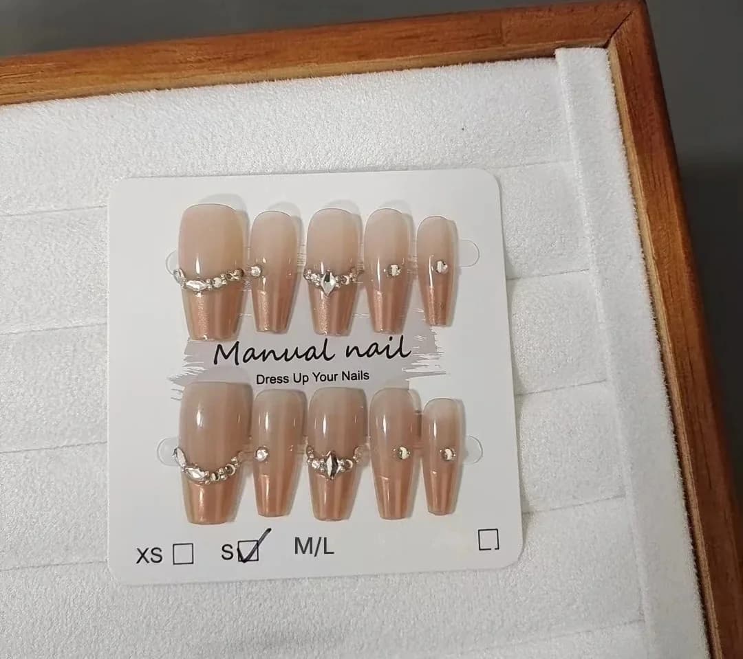 Press-On Nails Franse Tip met Strass Steentjes 10 stuks