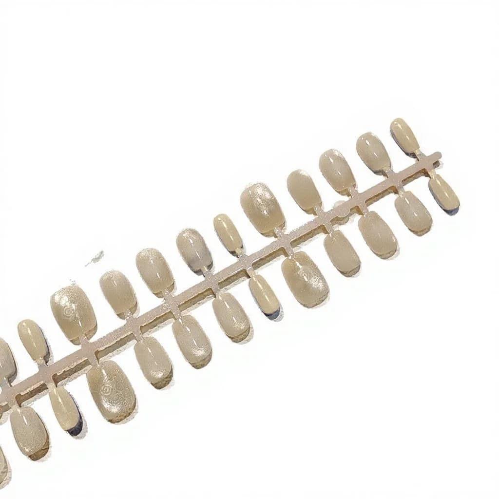 Blauwe Cat Eye Press-On Nails Korte Ballerina Vorm Ster Stippatroon