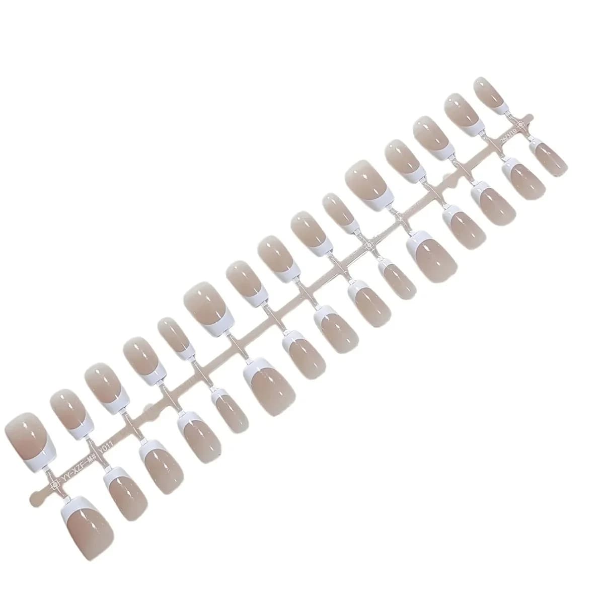Korte Franse Tip Druk-op Nagels Natuurlijke Nude Look Dagelijks Gebruik