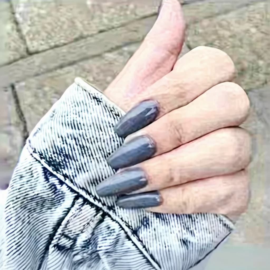 Glanzende trapeziumvormige press-on nagels, korte lengte, effen kleur, 24 stuks in doos