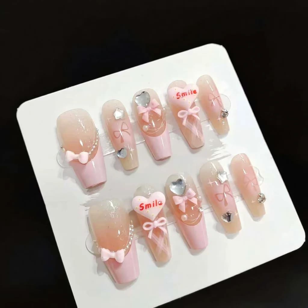 Nageltips Franse Tip Hart Strik Ontwerp 30 stuks