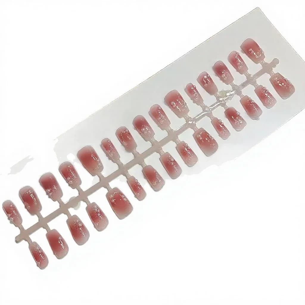 Press-On Nails Kort Coffin Pruim Bloesem Bloemen Vlinder Design 30 Stuks