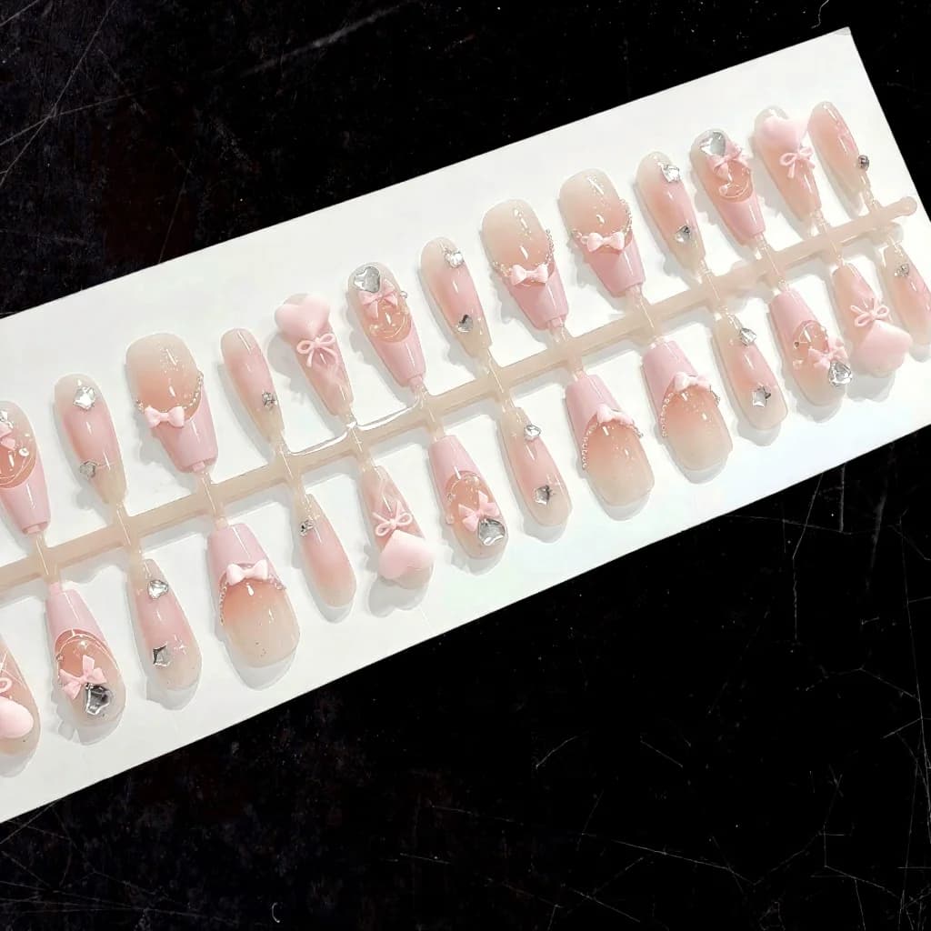 Nageltips Franse Tip Hart Strik Ontwerp 30 stuks