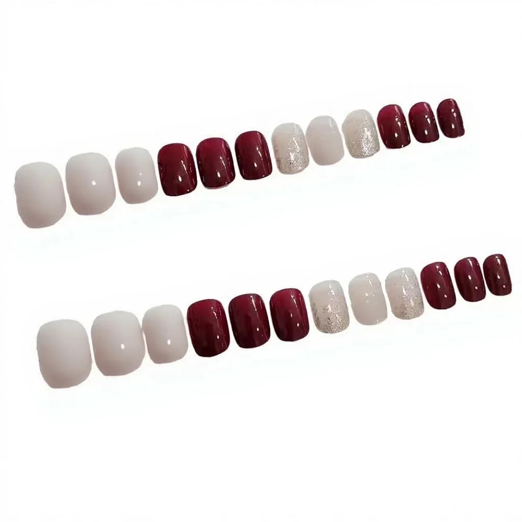 Rode Press-On Nagels Set 24 Stuks Eenvoudige Elegante Stijl