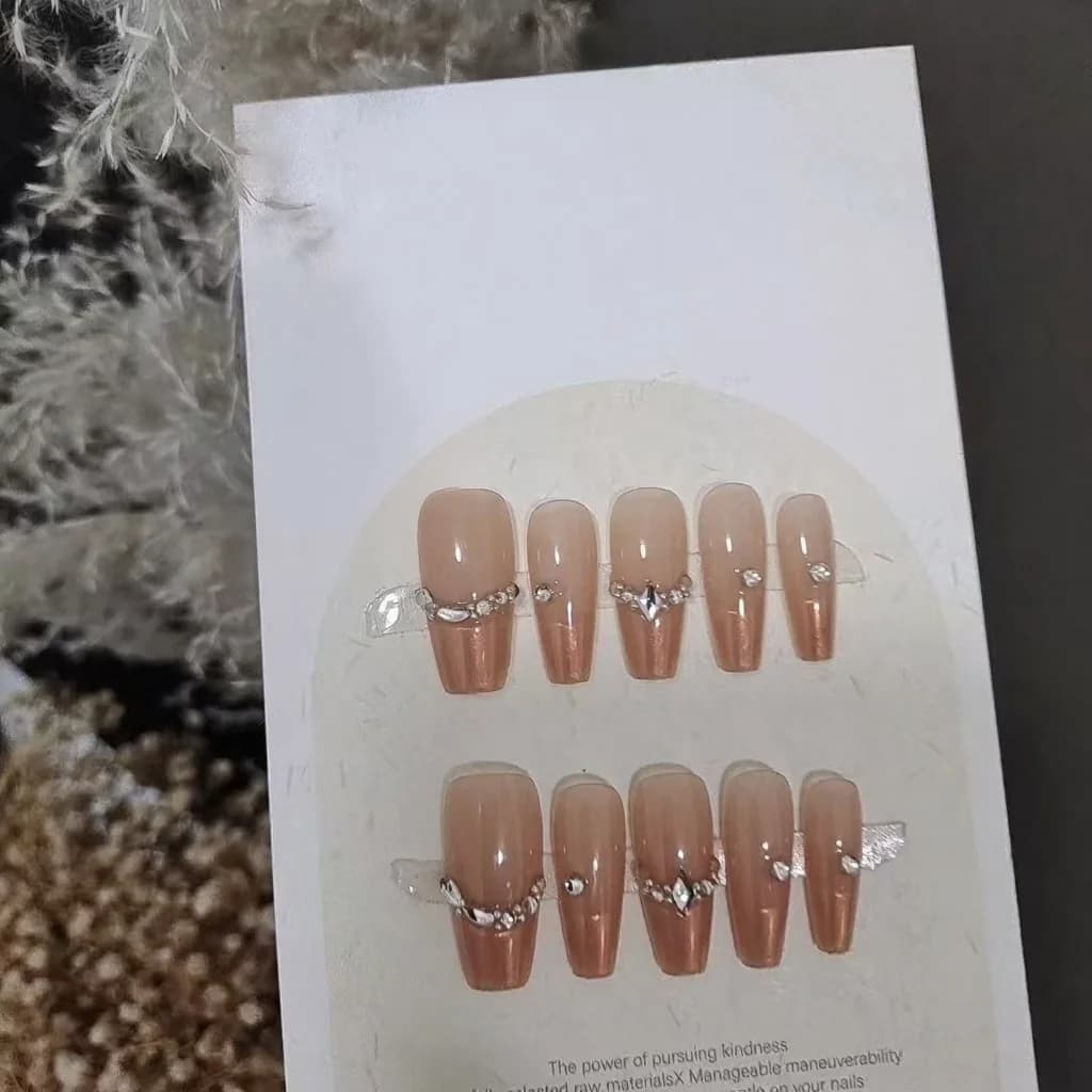Press-On Nails Franse Tip met Strass Steentjes 10 stuks