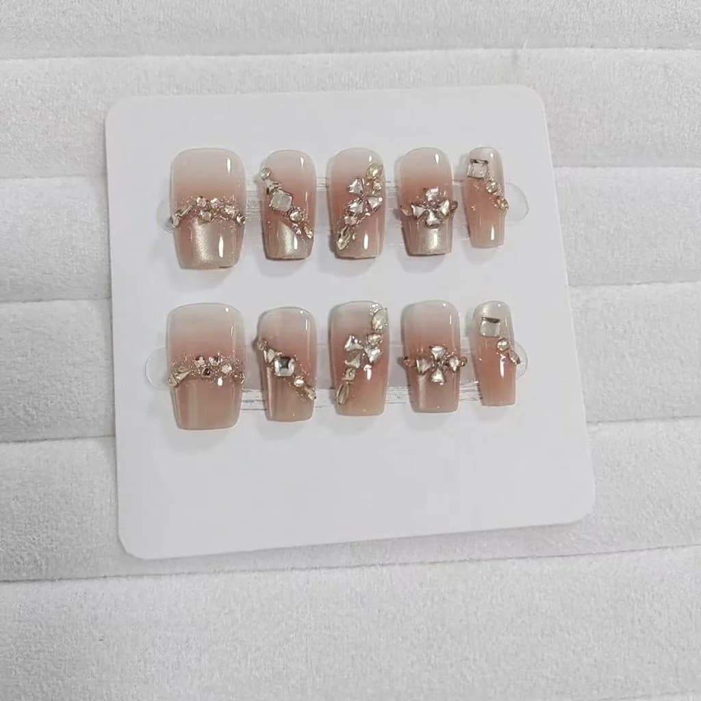 Strass Press-On Nails met Sterrenpatroon, 30-delige set