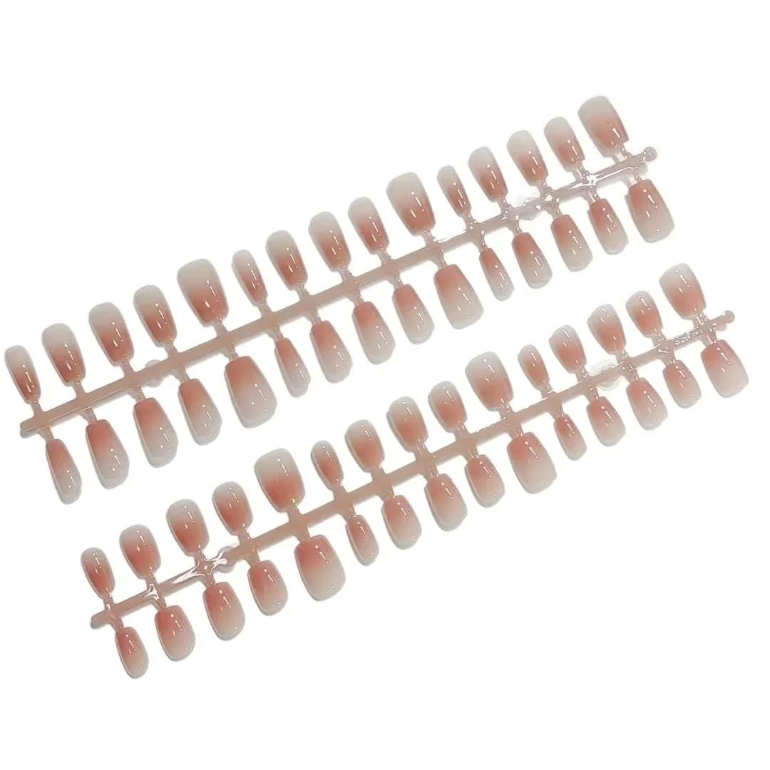 Roze Korte Coffin Press-on Nails 30 Stuks Herbruikbare Kunstnagels