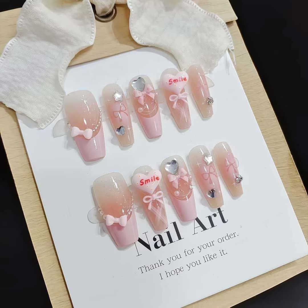 Press-On Nagels French Tip Hart Strik Design 30 Stuks