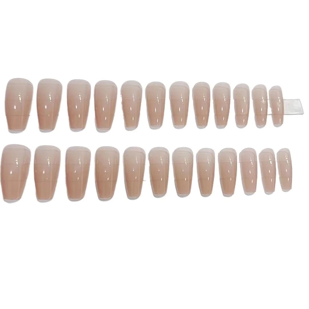 Lange Kistvormige Press-on Nails Jelly Transparant Nude Effen Kleur