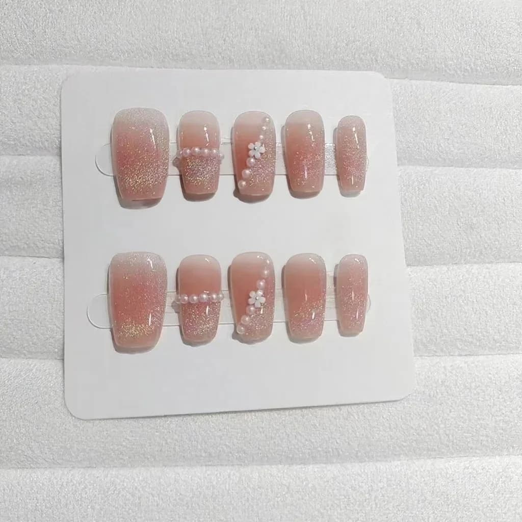 Press On Nails Regenboog Cirkel Cat Eye Bloemen Design 30 Stuks