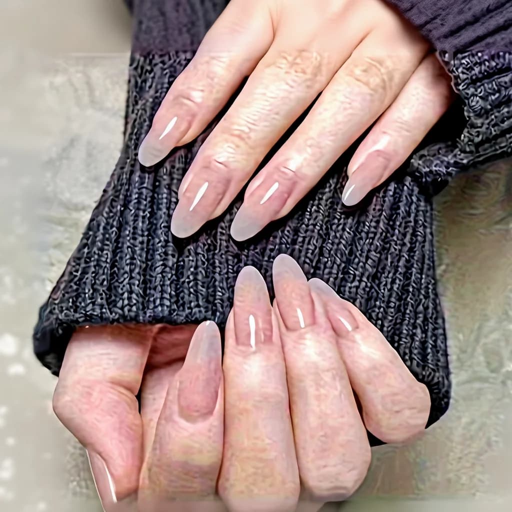 Glanzende trapeziumvormige press-on nagels, korte lengte, effen kleur, 24 stuks in doos