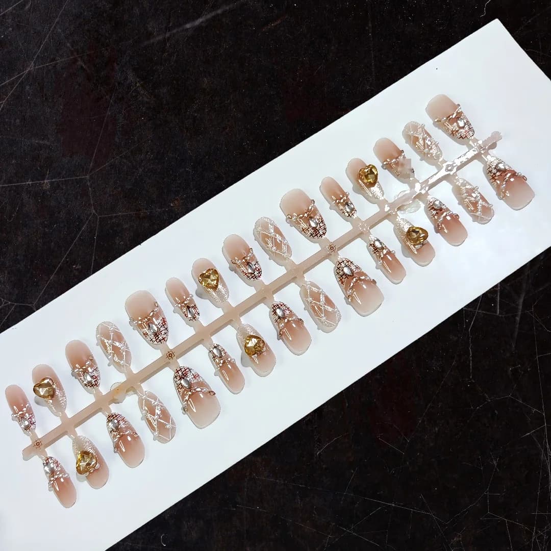 Press-on Nails Medium Ovaal Cat Eye Glitter Parel 30 Stuks