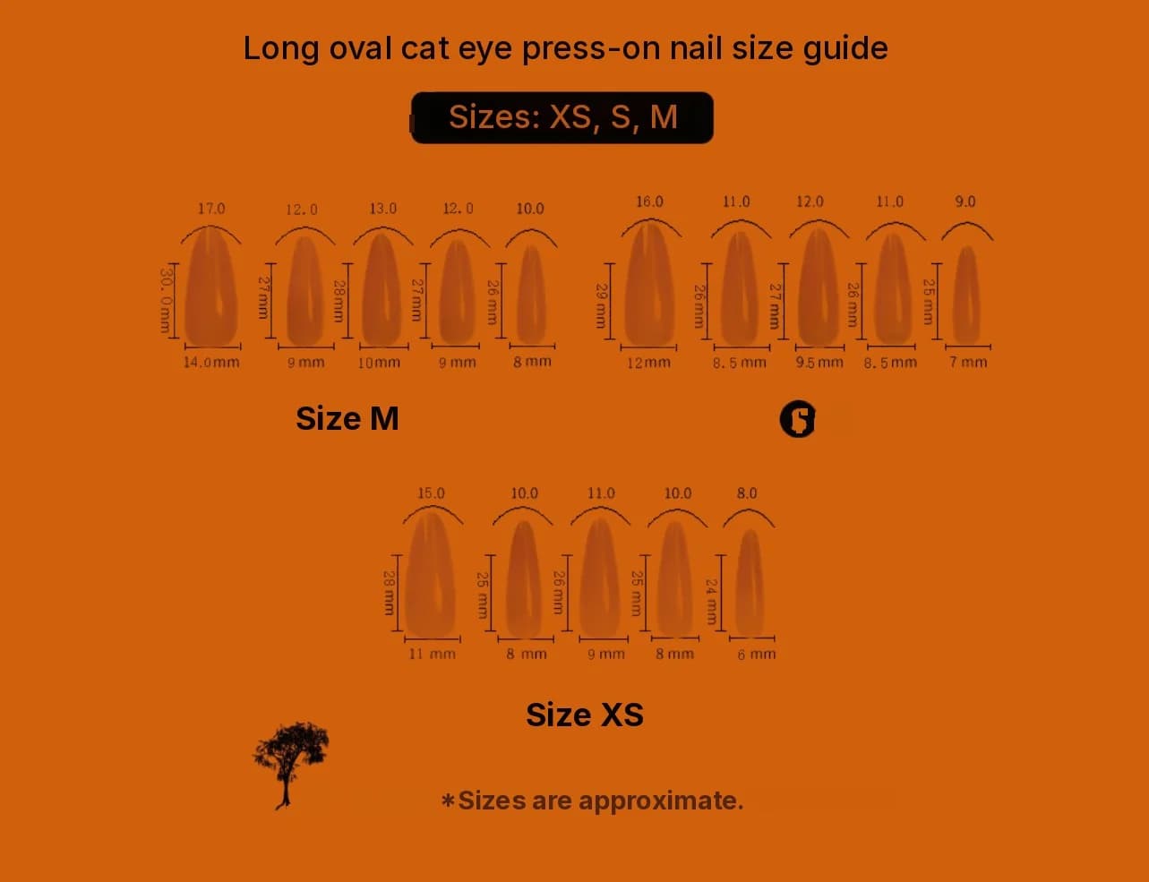 Lange Ovale Cat Eye Press On Nails met Spiegel Chrome Afwerking