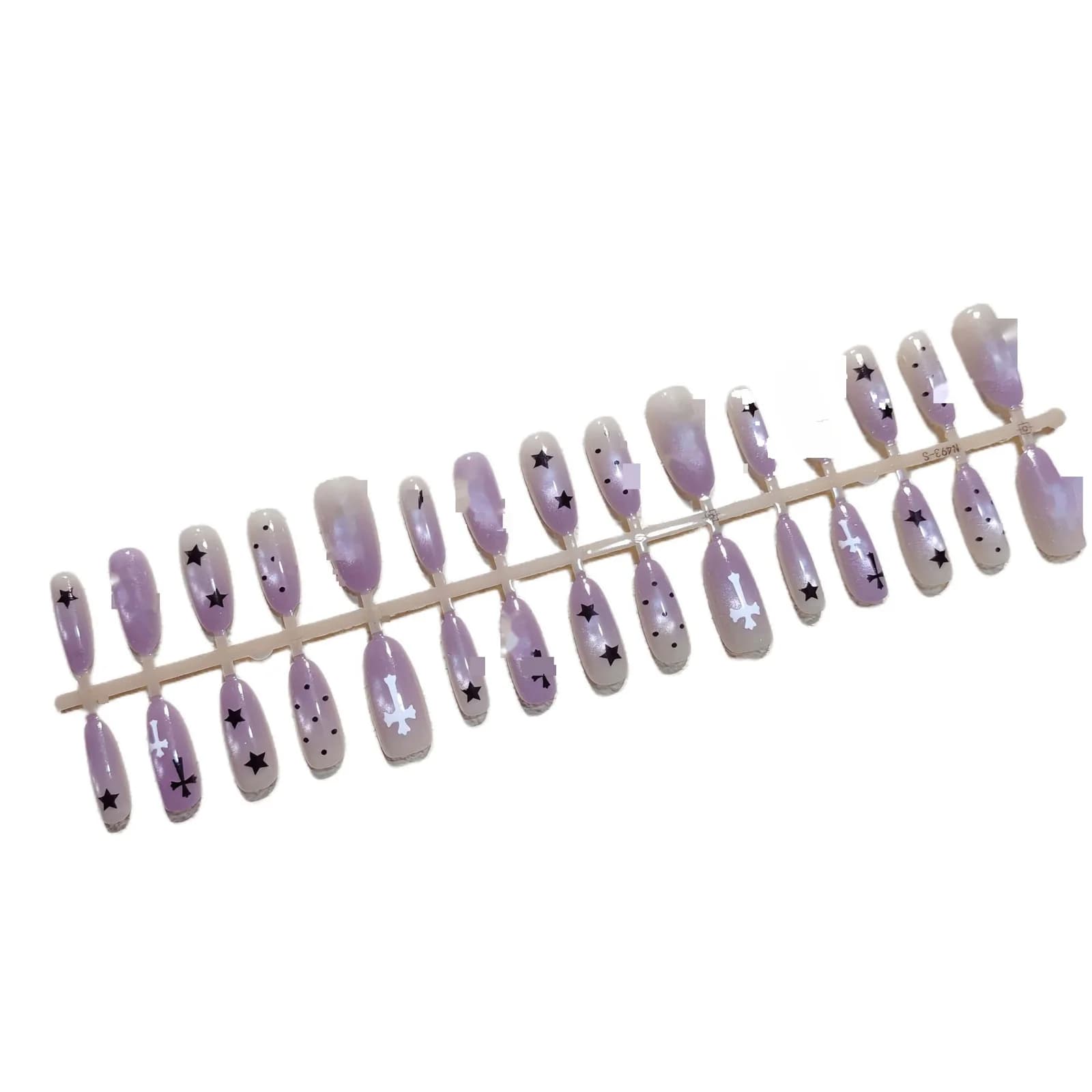 Paarse Sterrenhemel Cat Eye Press-On Nails Medium Ovaal 30 Stuks