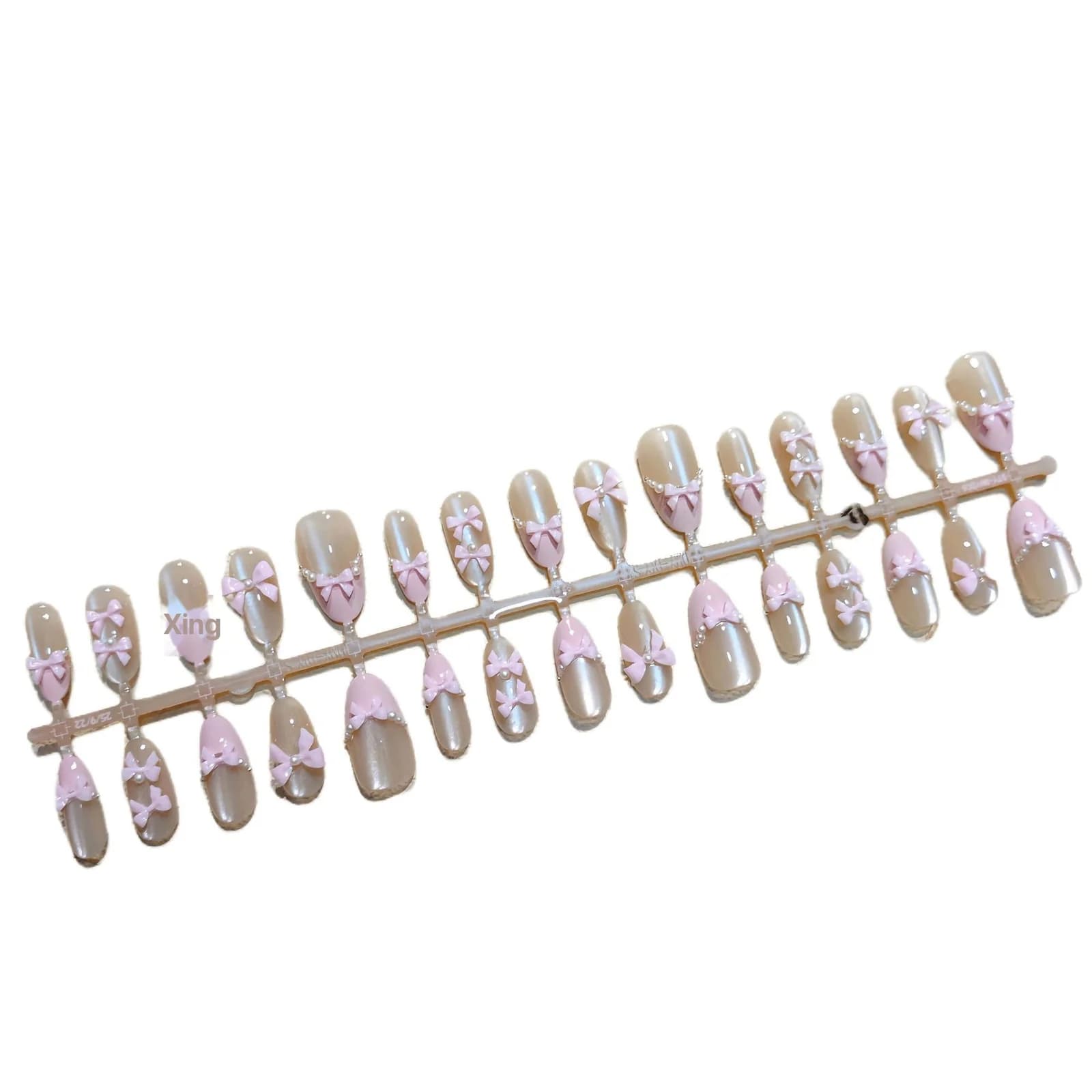 Roze Vlinder Press-On Nails Cat Eye Glitter Strik Design