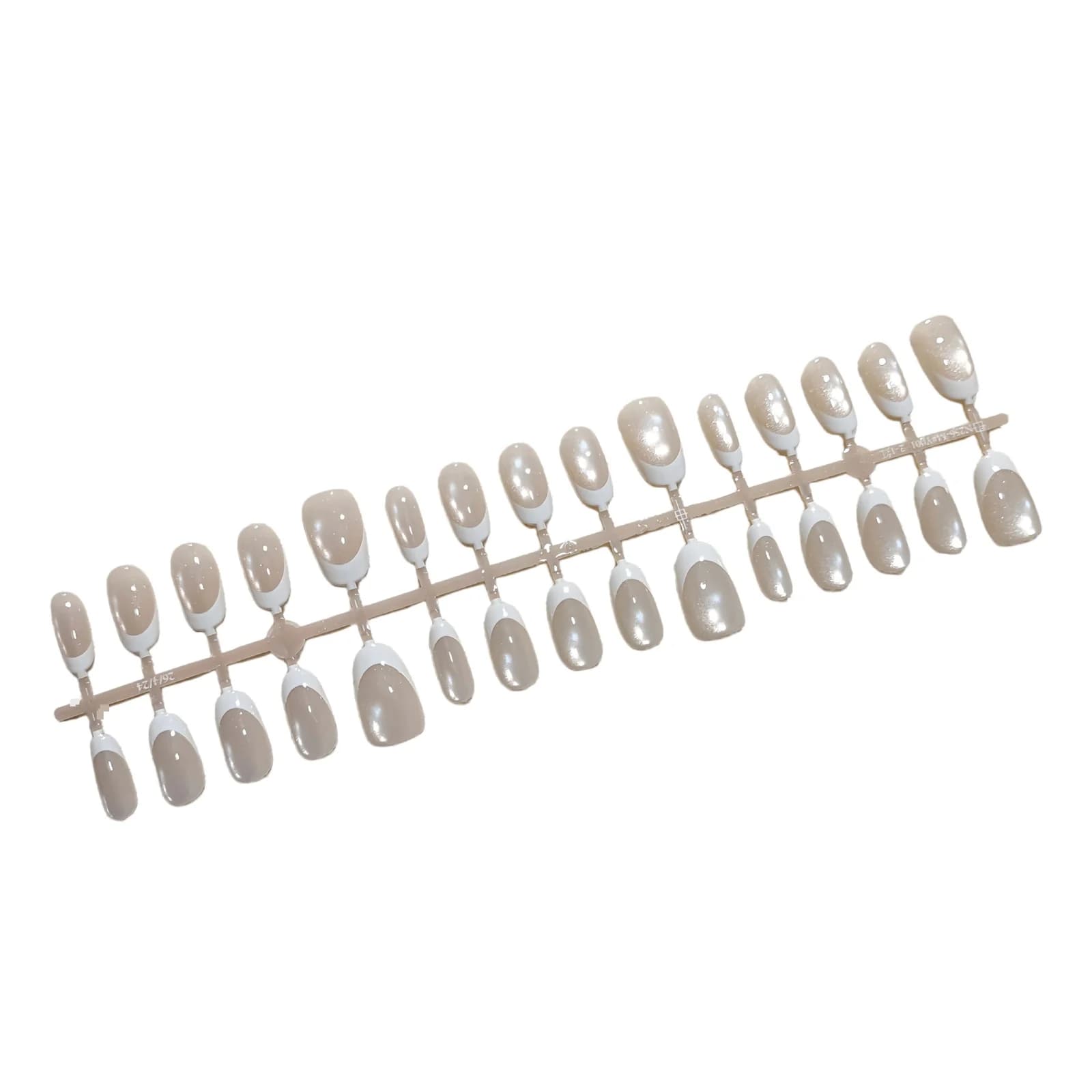 Franse Witte Cat Eye Press-on Nails Kort Ovaal 30 Stuks