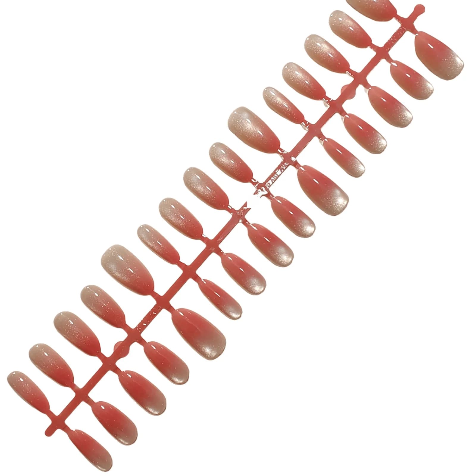 Roze Gradient Cat Eye Press-On Nails met Glasparel Effect