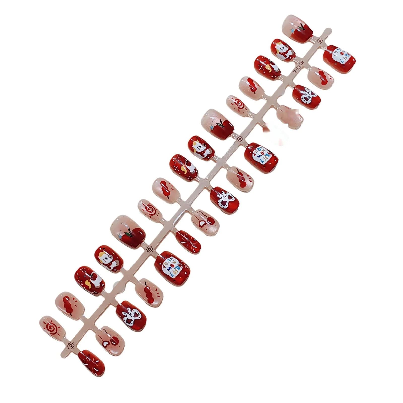 Korte Press-on Nails Sterrenhemel Patroon Cute Design Manicure Set