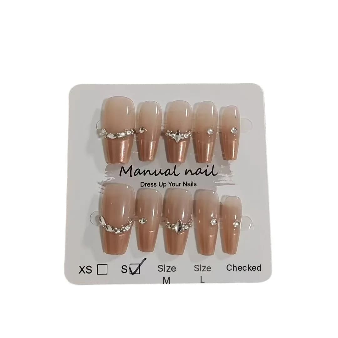 Press-on nails Franse punt met strass 10 stuks