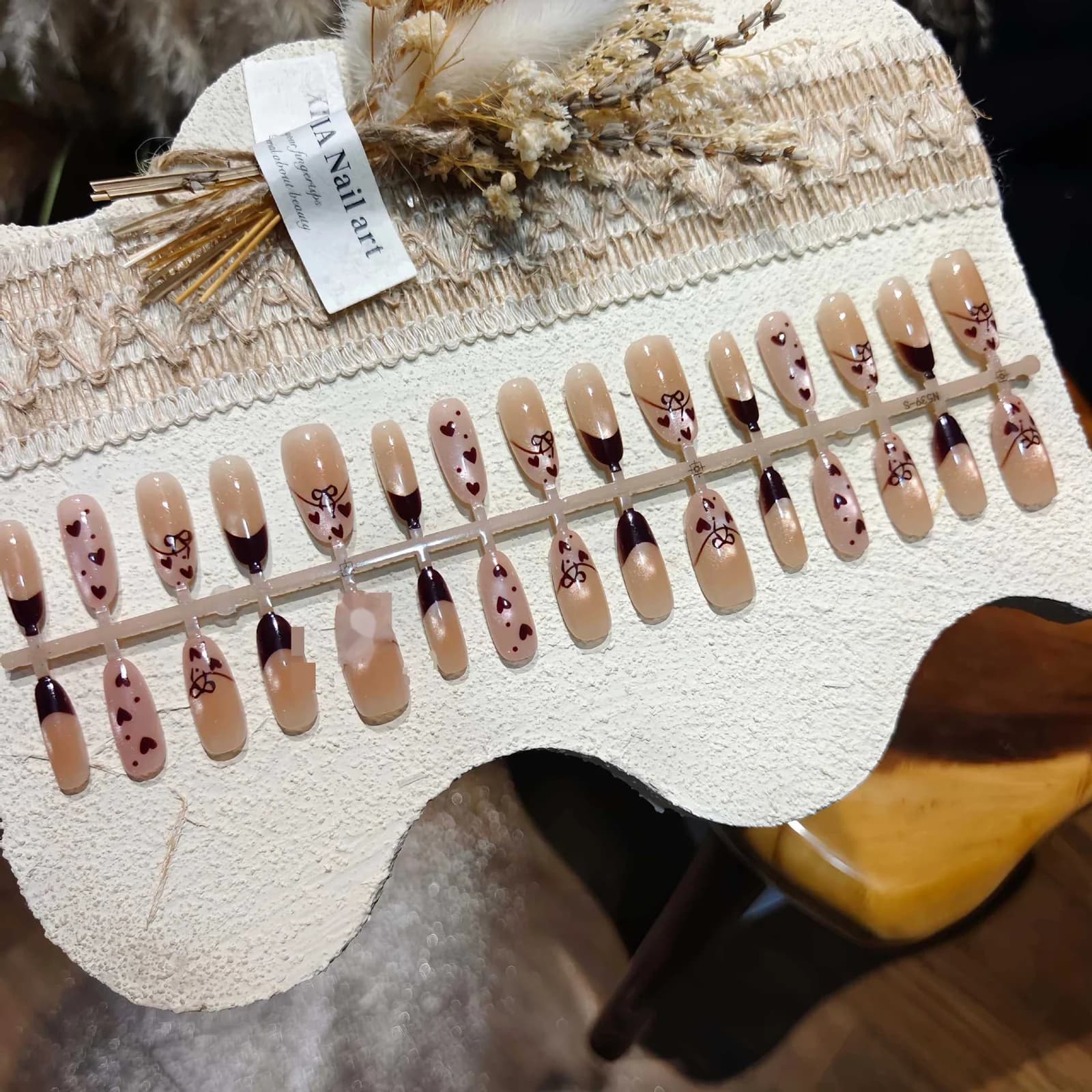 Caramel Vlinder Cat Eye Press-On Nails Medium Ovaal 30 Stuks