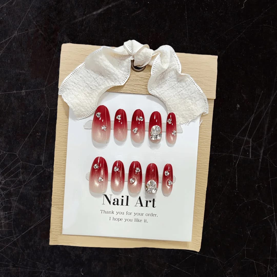 Druk-op Nagels Ombre Cat Eye met Rhinestones, 30 Stuks