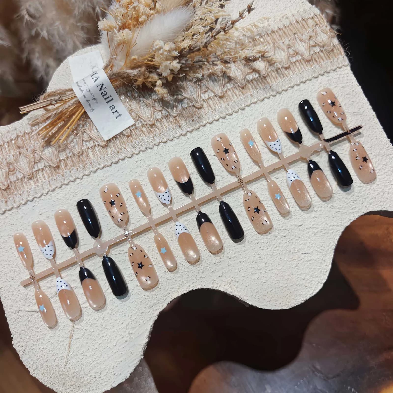 Zilveren Ster Cat Eye Druk-op Nagels Medium Ovale Vorm 30 Stuks